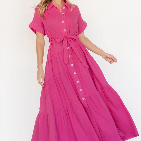 Baltic Born Dresses & Skirts - NWT Baltic Born Pink Tiered A-line Shirt Dress